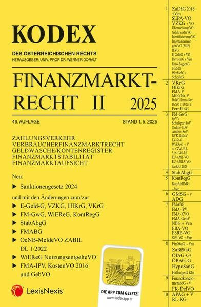 KODEX Finanzmarktrecht Band II 2025 - inkl. App: ZaDIG/VZKG/VKrG/FM-GwG/GMSG/FMABG