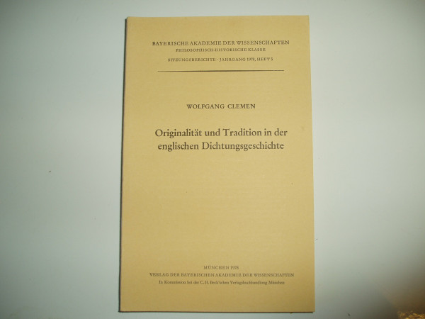 Originalität und Tradition in der englischen Dichtungsgeschichte