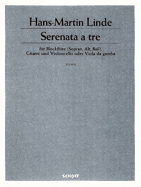 Serenata a tre: 3 Blockflöten (SAT), Gitarre und Violoncello (Viola da gamba). Partitur und Stimmen.