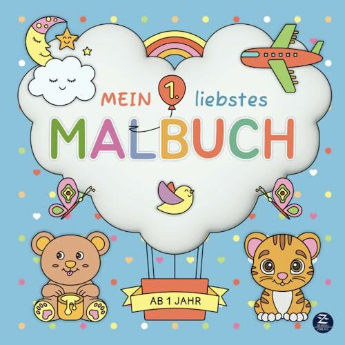 Malbuch ab 1 Jahr: Mein 1. liebstes Malbuch: Liebevoll designtes erstes Ausmalbuch mit süßen Motiven zum Ausmalen und Kritzeln – Kritzelbuch zur Förderung der Motorik und Kreativität von Kleinkindern