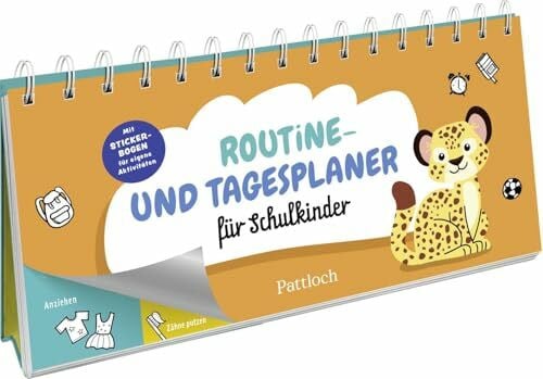 Routine- und Tagesplaner für Schulkinder: Kunterbunter Spiralaufsteller mit Stickerbogen für Kinder ab 6 Jahren (Kleine Geschenke zur Einschulung & für die Schultüte)