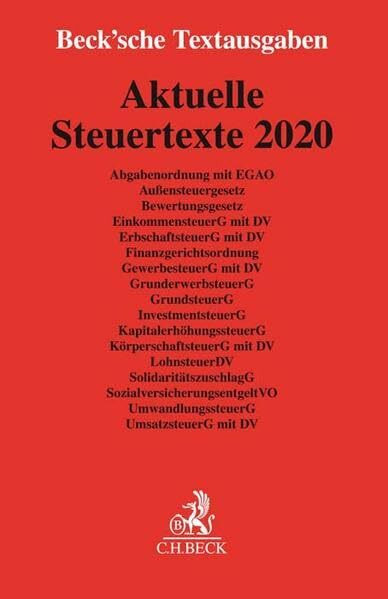 Aktuelle Steuertexte 2020: Textausgabe - Rechtsstand: 1. Januar 2020