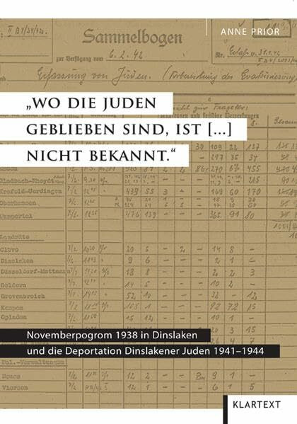 "Wo die Juden geblieben sind, ist [...] nicht bekannt.": Novemberpogrom 1938 in Dinslaken und die Deportation Dinslakener Juden 1941–1944