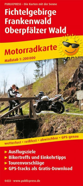 Motorradkarte Fichtelgebirge - Frankenwald - Oberpfälzer Wald 1:200 000