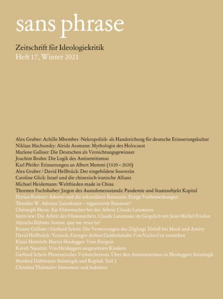 sans phrase: Zeitschrift für Ideologiekritik; Heft 17, Winter 2020/21