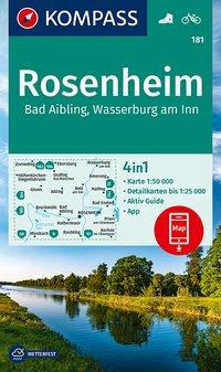 KOMPASS Wanderkarte 181 Rosenheim, Bad Aibling, Wasserburg am Inn 1:50.000