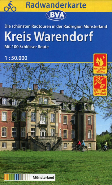 Radwanderkarte BVA Radregion Münsterland Kreis Warendorf mit 100 Schlösser Route 1:50.000