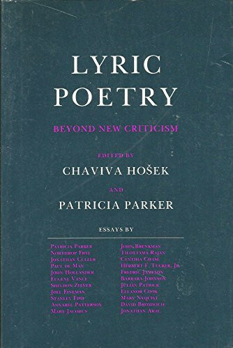 Lyric Poetry: Beyond New Criticism