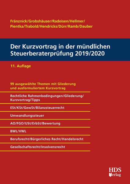 Der Kurzvortrag in der mündlichen Steuerberaterprüfung 2019/2020