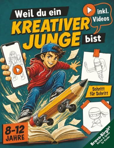 Zeichnen lernen für Jungs ab 8 Jahren | Schritt für Schritt mit Zeichenvideos: Starke Motive für kreative Kinder – von Technik bis Tierpower. Weil du ... Junge bist. (Kreativ zeichnen, Band 35)