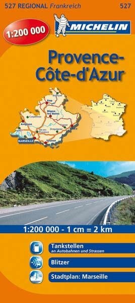 Michelin Provence Cote d'Azur: Straßen- und Tourismuskarte 1:200.000 (MICHELIN Regionalkarten, Band 527)