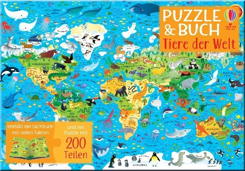 200 tlg. Puzzle & Buch: Tiere der Welt