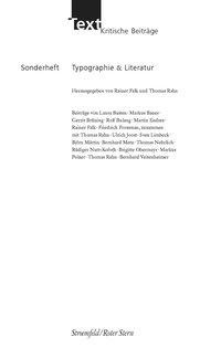 Text. Kritische Beiträge / Typographie & Literatur