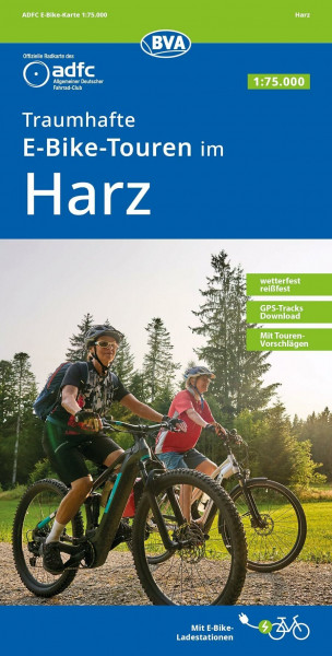 BVA ADFC Regionalkarte Traumhafte E-Bike-Touren im Harz 1:75.000: mit Tagestourenvorschlägen, reiß- und wetterfest, GPS-Tracks Download,