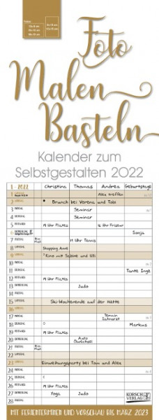 Foto-Malen-Basteln Familientimer gold 2022
