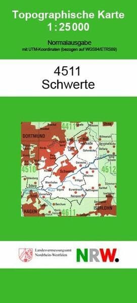 Topographische Karte 4511: Schwerte (Topographische Karten 1:25000 (TK 25) Nordrhein-Westfalen (amtlich) / Normalausgabe (N): Grundriss, Gewässer, Höhenlinien, Vegetation)