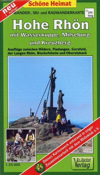 Wander-, Ski- und Radwanderkarte Hohe Rhön mit Wasserkuppe, Milseburg und Kreuzberg 1 : 35 000