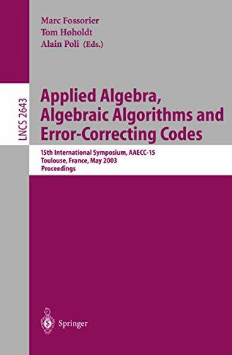 Applied Algebra, Algebraic Algorithms and … | Studibuch