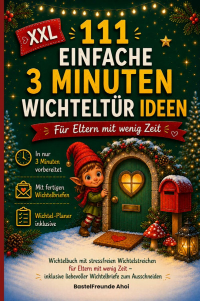 111 einfache 3 Minuten Wichteltür Ideen: Wichtelbuch mit stressfreien Wichtelstreichen für Eltern mit wenig Zeit - inklusive liebevoller Wichtelbriefe zum Ausschneiden