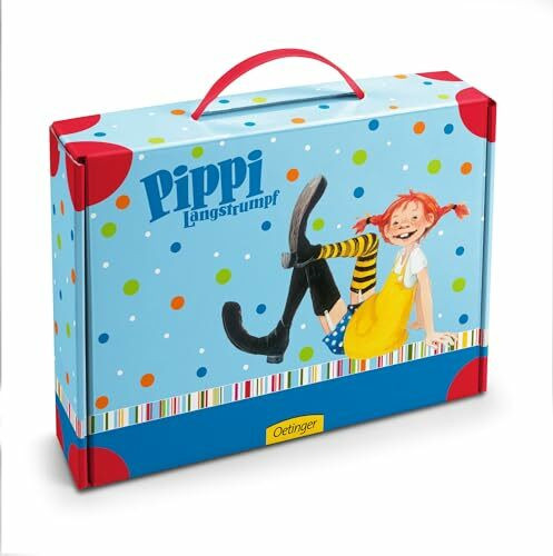 Farbige Pippi-Ausgaben im Spielkoffer, 3 Bände
