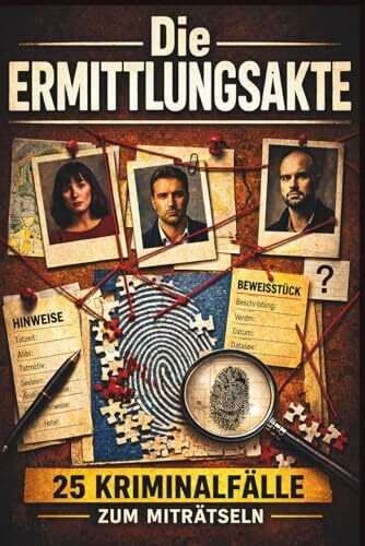 Die Ermittlungsakte – 25 Kriminalfälle zum Miträtseln: Werde zum Ermittler und analysiere Hinweise, prüfe Alibis und finde den Täter | interaktives ... - interaktive Krimi-Rätselbuchreihe, Band 1)