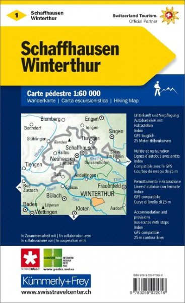 KuF Schweiz Wanderkarte 01 Schaffhausen - Winterthur 1 : 60 000