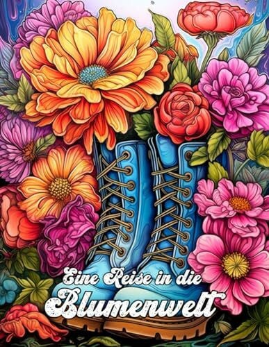 Blumen Malbuch - Eine Reise in die Blumenwelt: Ausmalbuch für Erwachsene, Jugendliche und Senioren 50 Graustufen-Bildern mit kunstvollen Blumentöpfen. (Graustufen-Emotionen)