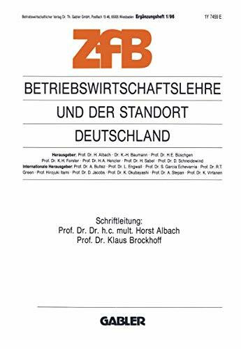 Betriebswirtschaftslehre und der Standort Deutschland (Zeitschrift für Betriebswirtschaft) (German Edition) (Zeitschrift für Betriebswirtschaft, 3/93)