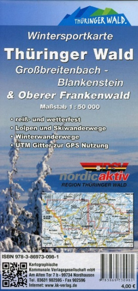 Thüringer Wald Wintersportkarte 1 : 50 000. Großbreitenbach - Blankenstein & Oberer Frankenwald