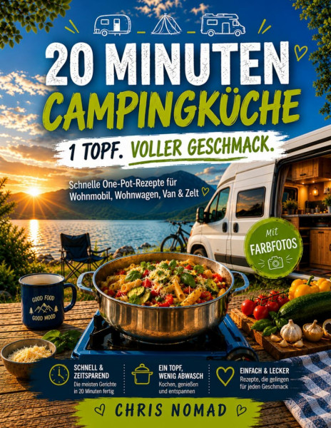 20 Minuten Camping Küche – 1 Topf. Voller Geschmack.: Schnelle One-Pot-Rezepte für Wohnmobil, Wohnwagen, Van & Zelt (Camping Kochbücher)
