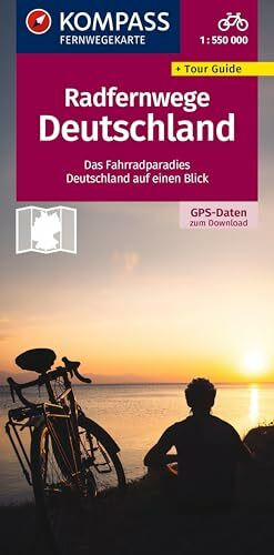 KOMPASS Radfernwegekarte Radfernwege Deutschland 1:550.000: Das Fahrradparadies Deutschland auf einen Blick. GPX-Daten zum Download.