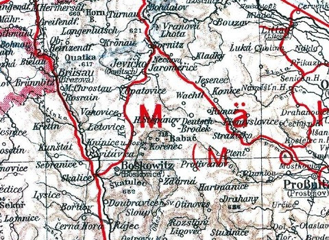 Historische Karte: Die Sudetenländer, 1938 (Plano)