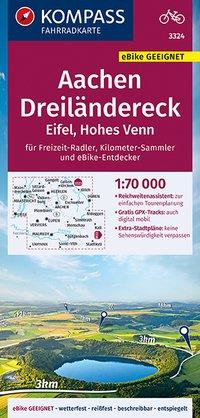 KOMPASS Fahrradkarte 3324 Aachen, Dreiländereck, Eifel, Hohes Venn 1:70.000