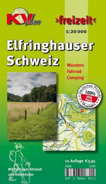 Elfringhauser Schweiz, KVplan, Wanderkarte/Radkarte/Freizeitkarte, 1:20.000 / 1:2.500