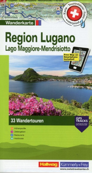 Hallwag Touren-Wanderkarte 08. Region Lugano 1 : 50 000