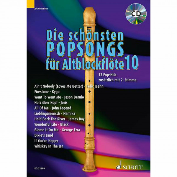 Die schönsten Popsongs für Alt-Blockflöte: 12 Pop-Hits. Band 10. 1-2 Alt-Blockflöten.