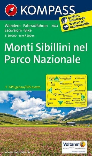 KOMPASS Wanderkarte Monti Sibillini nel Parco Nazionale 1:50 000