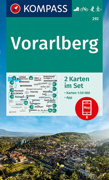 KOMPASS Wanderkarten-Set 292 Vorarlberg (2 Karten) 1:50.000: inklusive Karte zur offline Verwendung in der KOMPASS-App. Fahrradfahren. Skitouren. Langlaufen.