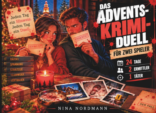 Das Advents-Krimi-Duell für zwei Spieler: 24 Tage, 2 Ermittler, 1 Täter - jeden Tag ein Hinweis. Jeden Tag ein Duell. Der Detektiv und Crime Adventskalender zum Miträtseln.