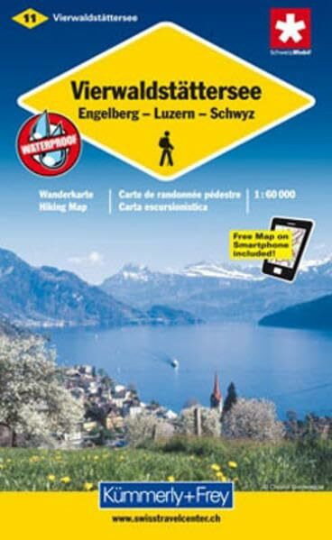 Vierwaldstättersee, Engelberg, Luzern, Schwyz: Nr. 11, Wanderkarte. Massstab 1:60000, waterproof, Freemap on Smartphone included (Kümmerly+Frey Wanderkarte 1:60.000, Band 11)