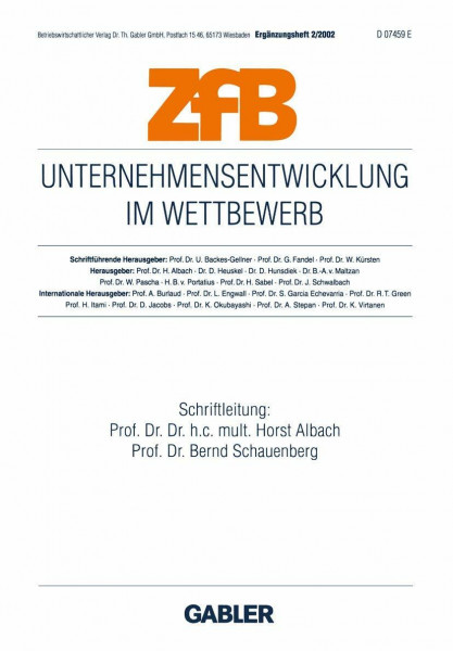 Unternehmensentwicklung im Wettbewerb (ZfB Special Issue, 2, Band 2)