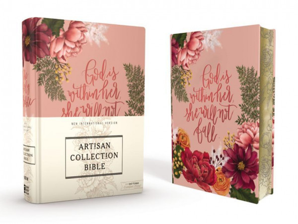 Niv, Artisan Collection Bible, Cloth Over Board, Pink Floral, Designed Edges Under Gilding, Red Lett
