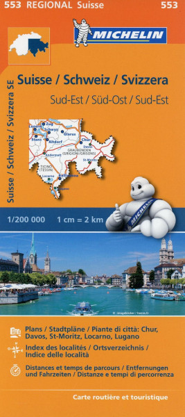 Michelin Regionalkarte Schweiz Süd-Ost 1 : 200 000
