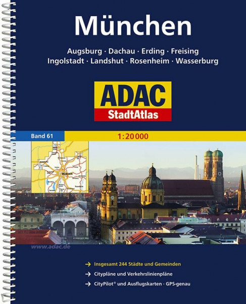 ADAC StadtAtlas München mit Augsburg, Dachau, Erding, Freising, Ingolstadt: Landshut, Rosenheim, Wasserburg 1:20 000 (ADAC StadtAtlanten 1:20.000)