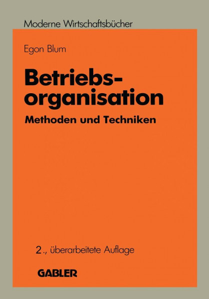 Betriebsorganisation: Methoden und Techniken (Betriebswirtschaftliche Funktionen und Institutionen, Band 10)
