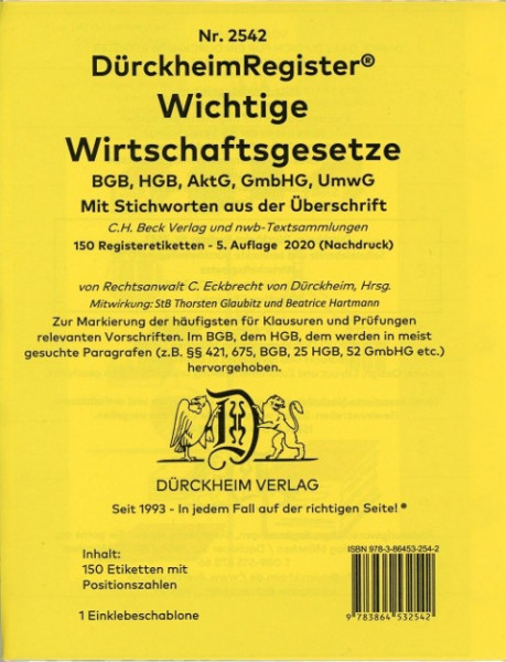 DürckheimRegister® Wichtige Wirtschaftsgesetze