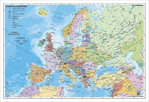 Staaten Europas, politisch 1 : 7 500 000. Wandkarte Kleinformat ohne Metallstäbe