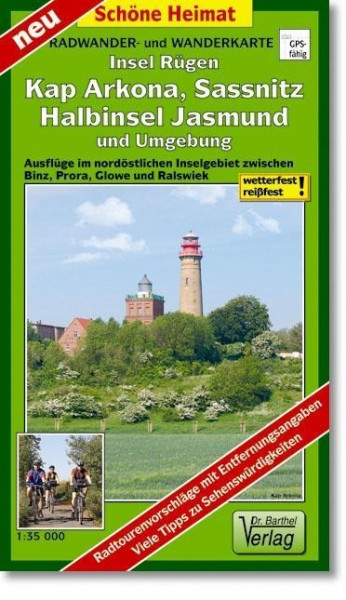 Rügen, Kap Arkona, Sassnitz, Halbinsel Jasmund und Umgebung Radwander- und Wanderkarte 1 : 35 000