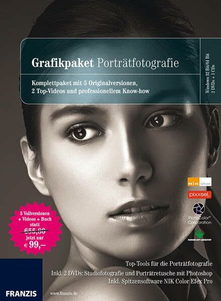 Grafikpaket Porträtfotografie: Komplettpaket mit 5 Originalversionen, 2 Top-Videos und professionellem Know-How. Top-Tools für die Porträtfotografie. ... Inkl. Spitzensoftware NIK Color Efex Pro