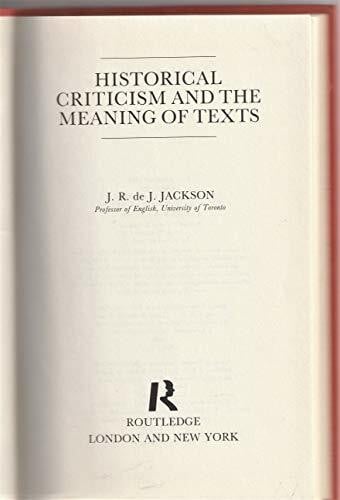 Historical Criticism and the Meaning of Texts